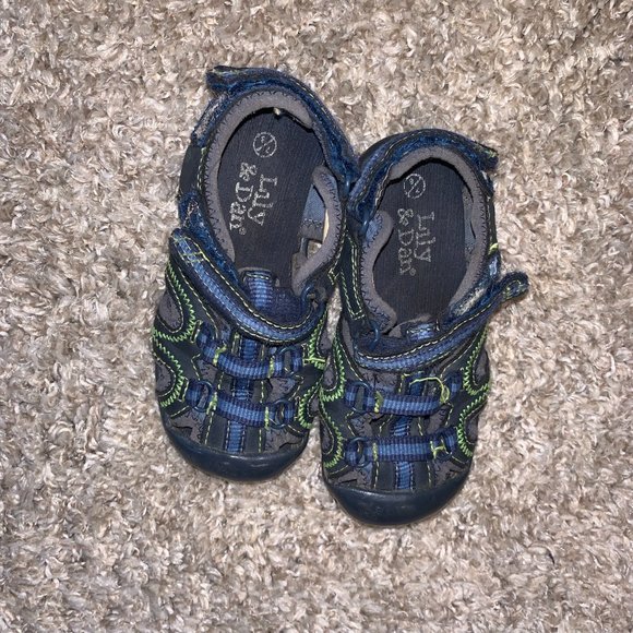 Lily and Dan Blue, Green, and Grey Kids Sandals Size 7/8 - Picture 5 of 6